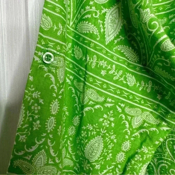 Nicole Miller Boho Style Shirt Green & White Size Medium - Picture 14 of 16